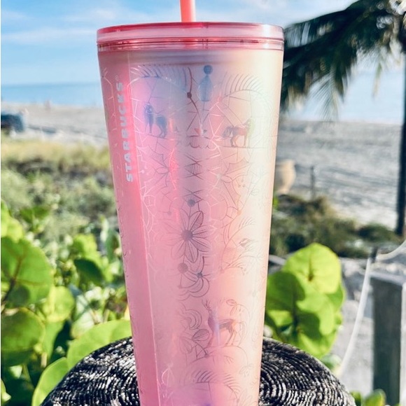 Starbucks Pink Lace Soft Touch Cup Iridescent Cold Tumbler 24oz Exclusive 2022 - Picture 12 of 17